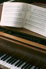piano with music notes