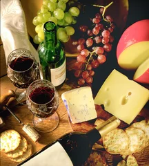 Fotobehang wine and cheese © Steve Lovegrove