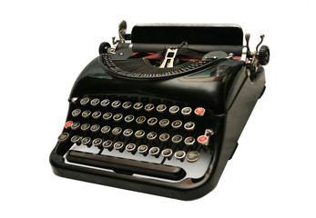 old typewriter isolated on white - obrazy, fototapety, plakaty