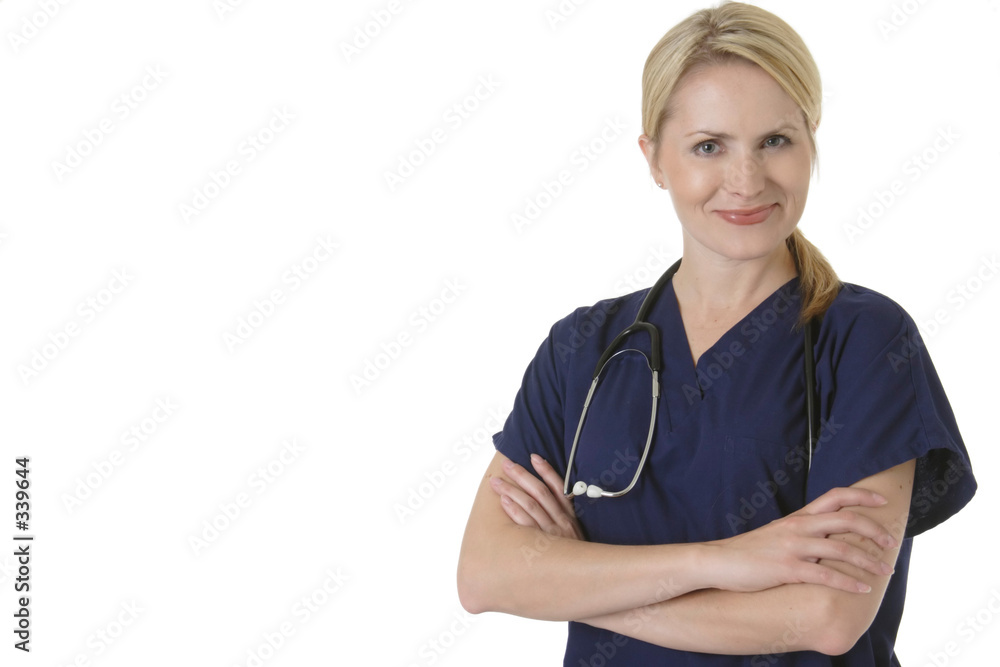 Wall mural attractive nurse with arms crossed