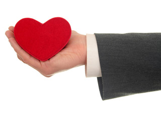hand holding heart shaped box