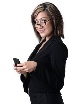 Business Woman Holding Pager