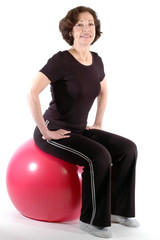 woman on fitness ball