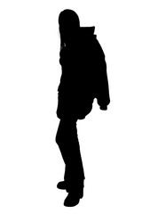 silhouette with clipping path of woman with jacket