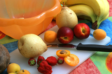 preparing fruit salad