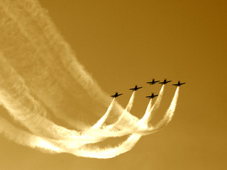synchronized team flight- flying in formations