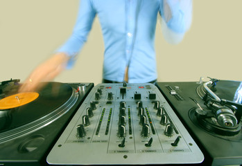 long exposure of funky female dj