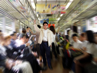 young man in a subway
