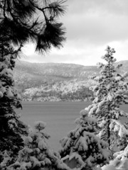winter scene at lake tahoe, california