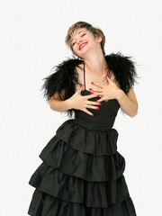 girl in black dress dancing