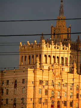 moscow  bilding  sunset