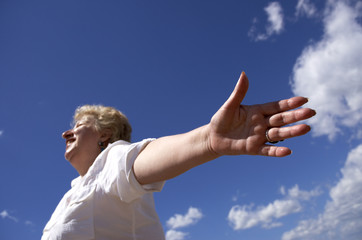 happy woman and sky