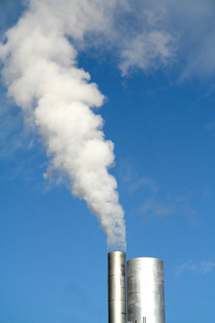 steam rising from a tower
