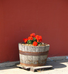 barrel of flowers