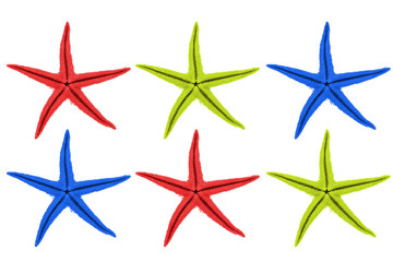 starfish in different colors
