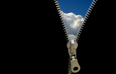 zipper concept. discover the sky. hope and faith