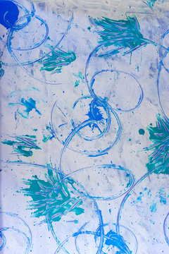 Paste Paper: Bue And Green Swirls