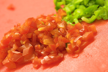 chopped tomatoes and capsicum
