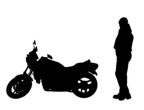 isolated biker and motorbike