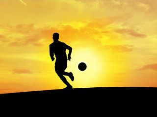 Fototapeta na wymiar soccer silhouette (sun sky)