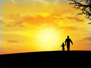 Fotobehang Oranje father and son  © ktsdesign