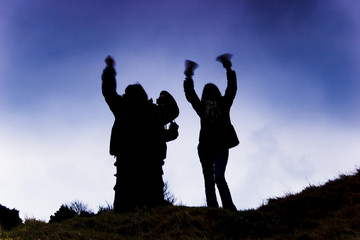 silhouette on hill