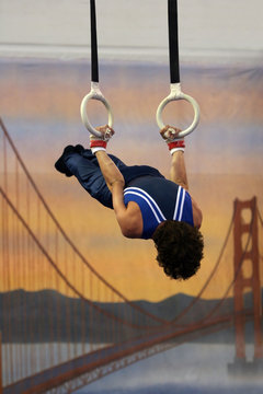 Gymnast Competing On Rings