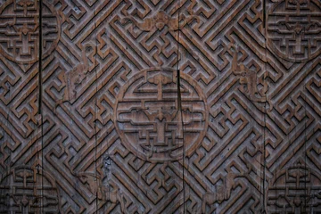 Foto op Canvas ancient chinese wooden door (background image) © sumnersgraphicsinc