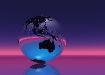 pink pixelated globe