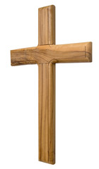 wooden cross on a white background