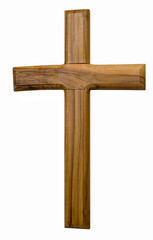 wooden cross on a white background
