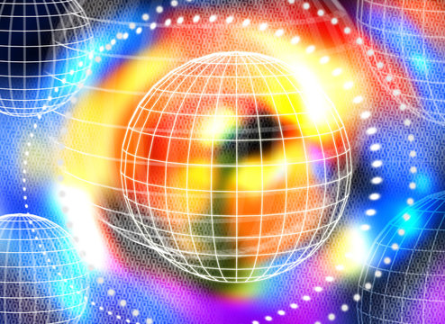 abstract wire-frame worlds