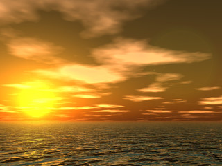 sunset clouds and waves