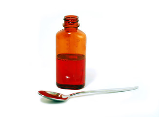 cough syrup on white