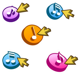 music buttons with arrow