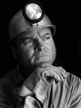 coal miner - portrait bw