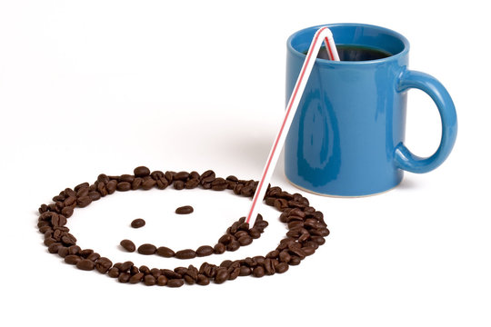 Smiley Face Sipping Coffee