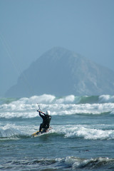 kite surfer and morro rock