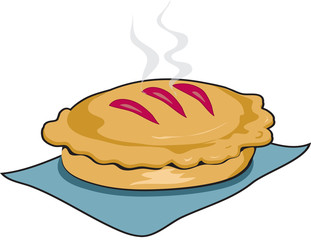 fresh baked pie with outline