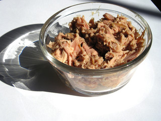 canned tuna on white