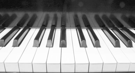 piano keyboard in monochrome