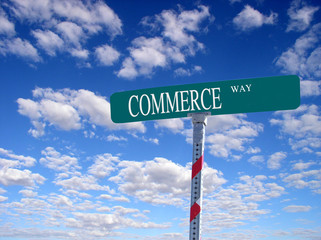 sign that reads "commerce way"