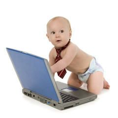 baby and laptop