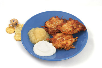 potato latkes & dreidel © Lisa F. Young