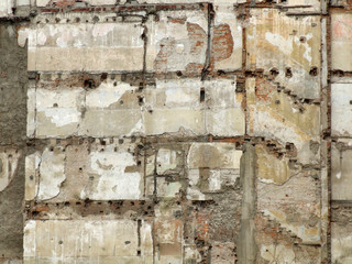 ruined wall after demolition