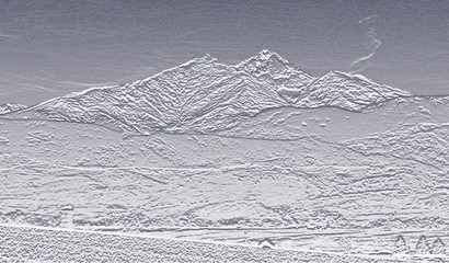 long's peak in bas relief