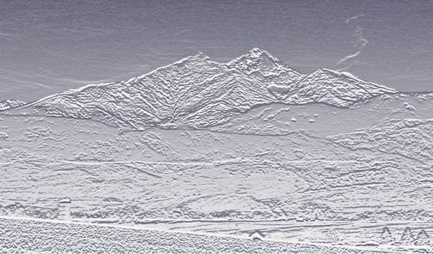 long's peak in bas relief
