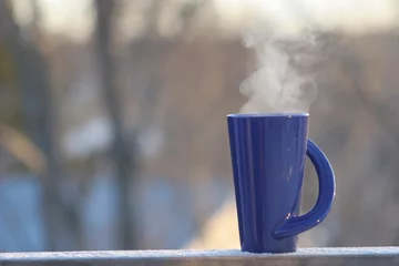 Crédence de cuisine en verre imprimé Chocolat hot coffee on a cold morning
