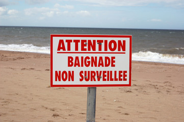 baignade non surveill&eacute;e