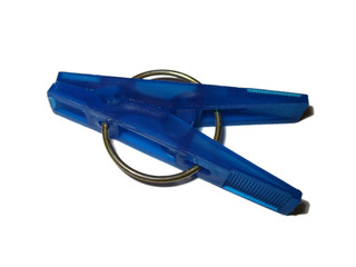 a blue plastic clothes-peg